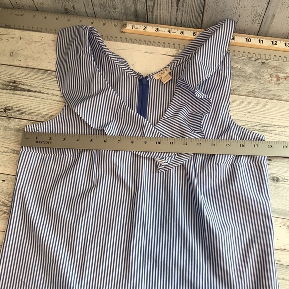 J.Crew Ruffled V-Neck Stripe Sleeveless Top 2 - Picture 9 of 10